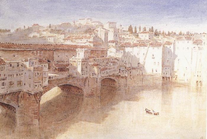 Albert goodwin,r.w.s Ponte Vecchio Florence Sweden oil painting art
